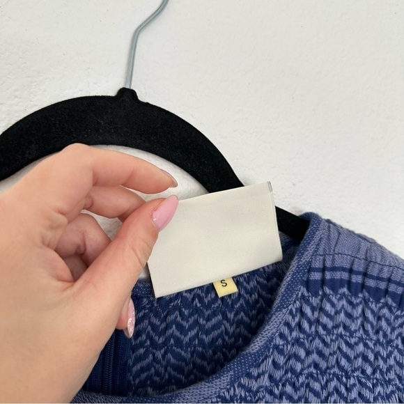 Summery Copenhagen Women's Celine Short Sleeve Dress Blue Houndstooth Size Small - Picture 8 of 12